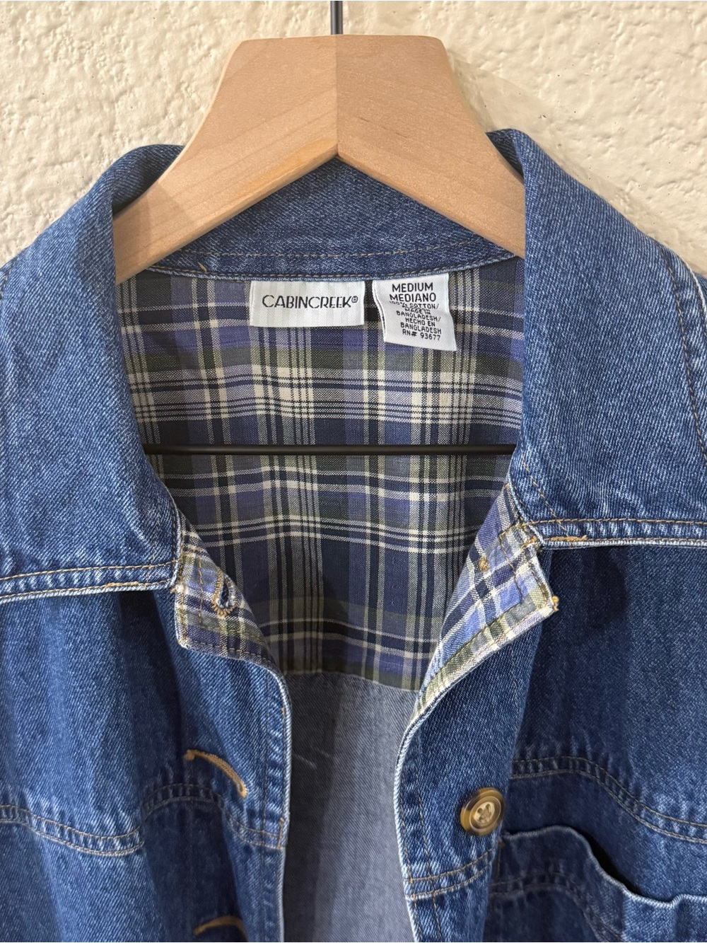 Vintage Cabin Creek Denim Chore Jacket | 100% Cotton Workwear Utility Coat - Picture 3 of 3